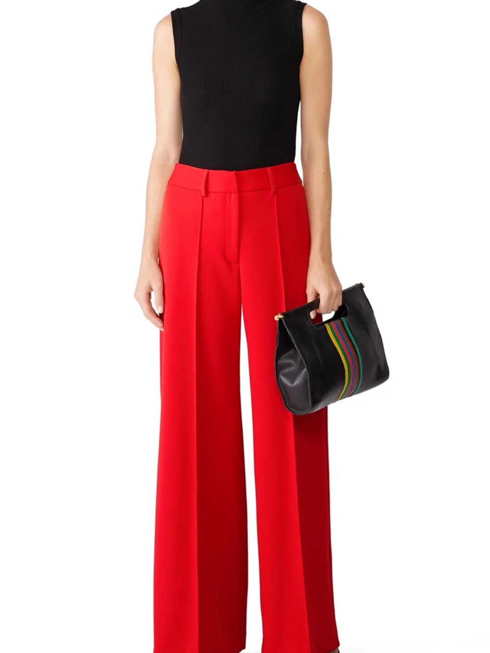 Milly Bright Red Wide-Leg Trousers